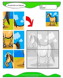 Puzzle Kes Yapıştır Çalışma Sayfaları